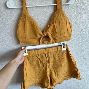 Yellow Bralette & Shorts Combo